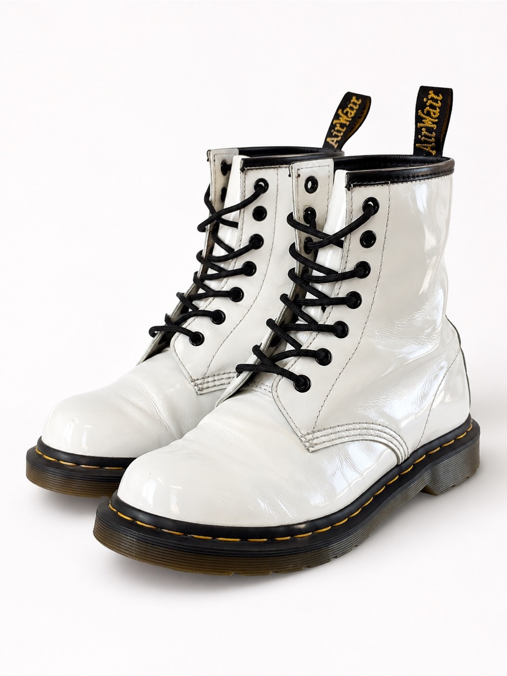 Dr. Martens 1460 White Patent Leather Combat Boots Women’s 7/38 8 Eye Lace Up